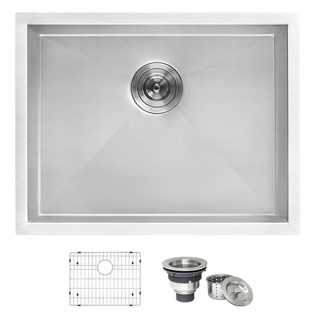 Ruvati 24"x18"x13" Deep Laundry Utility Sink Undermount 16 Gauge SS RVU6124